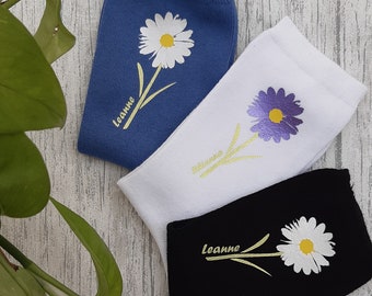 Personalised Daisy Socks - Fresh as a Daisy Socks - New in Summer Colours - Add a Name - Customise - Gift - Flower - Spring - Fun