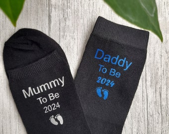 Skarpetki dla przyszłej mamy i przyszłego taty z personalizowanym rokiem - Przyszła mama - Przyszły tata - Baby Shower - Ogłoszenie o ciąży