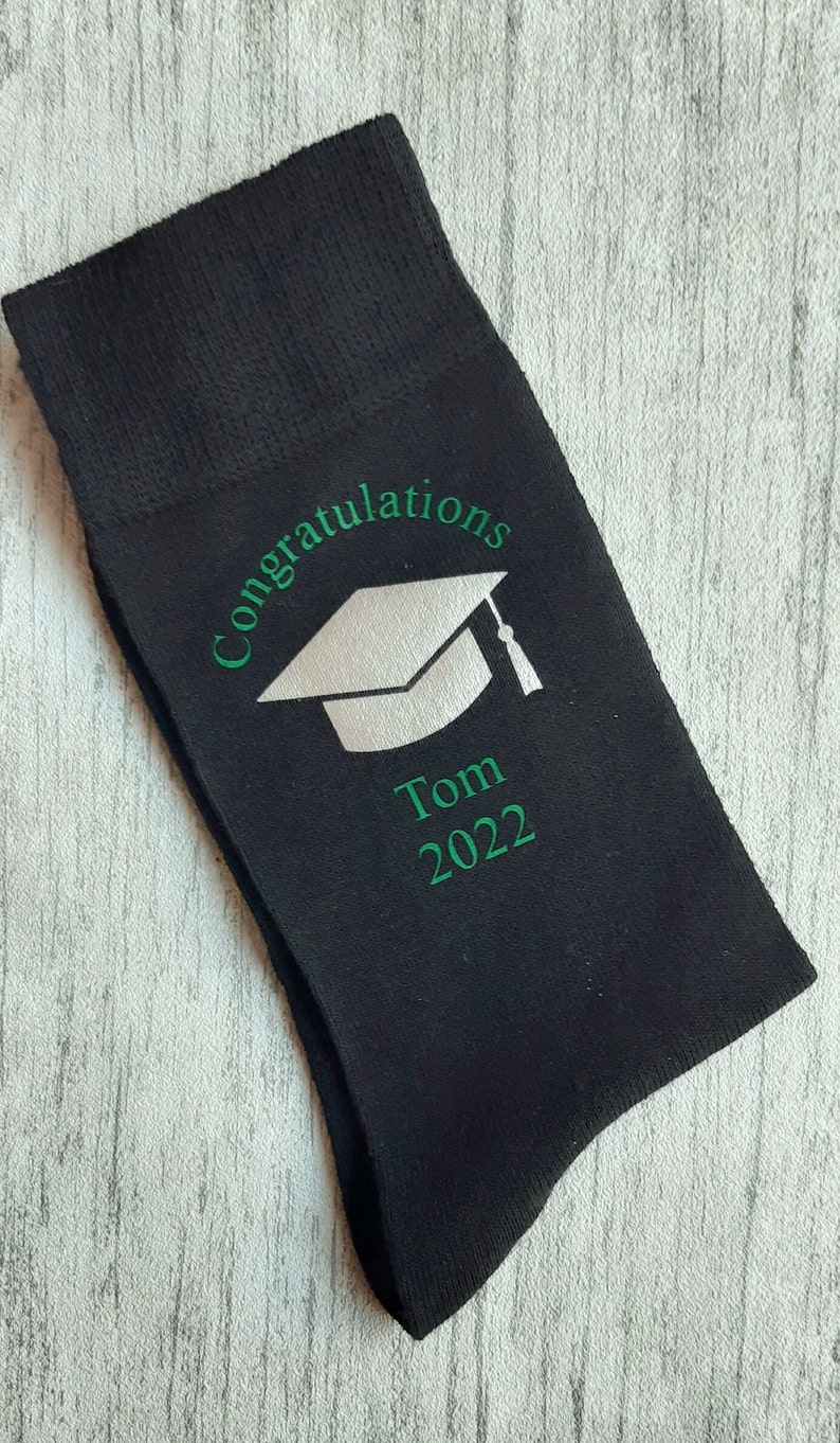 Graduation Socks Personalised Graduation Socks Choice of University Colours Custom Made Congratulations Celebration image 4