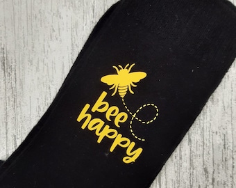 Bee Happy Socks - Personalisierte Socken - Socken mit Grafiken - Maßgeschneidertes Geschenk