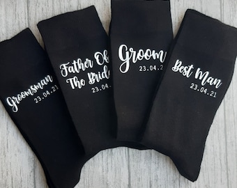 Personalised Wedding Socks - Groom - Father of the Bride - Usher - Wedding Party - Best Man - Father of the Groom- Groomsmen - Personalized