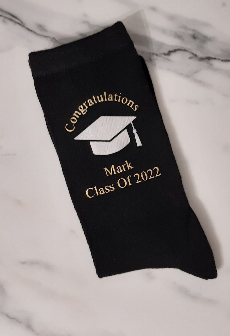 Graduation Socks Personalised Graduation Socks Choice of University Colours Custom Made Congratulations Celebration image 7