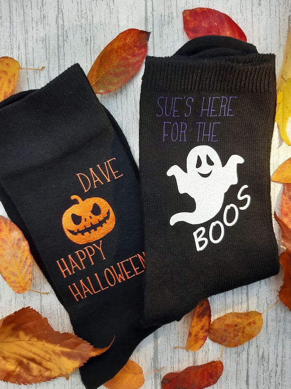 Halloween Socks Pumpkin Autumn Spooky Personalised - Etsy UK