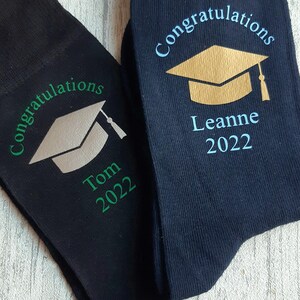 Graduation Socks Personalised Graduation Socks Choice of University Colours Custom Made Congratulations Celebration image 5