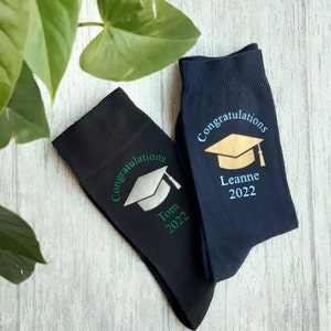 Graduation Socks Personalised Graduation Socks Choice of University Colours Custom Made Congratulations Celebration image 1