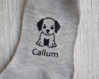 Children's Cute Dog Personalised Socks - Puppy Personalised Socks - Named Socks