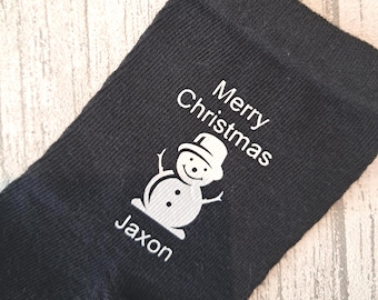 Personalised Christmas Socks for All Ages | Custom Name Christmas Socks | Snowman Socks | Xmas Gift | Stocking Filler | Secret Santa