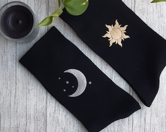 Sun and Moon Socks - Personalised Socks - Custom - Celestial - Crescent - Magic - Magical - Mystic - Holistic
