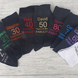 Birthday Age Socks - Personalised Socks - 18th - 21st - 30th - 40th - 50th - 60th - 70th -  Happy Birthday Socks - Custom Made