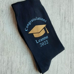 Graduation Socks Personalised Graduation Socks Choice of University Colours Custom Made Congratulations Celebration image 2