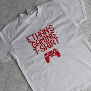 Kids Personalised T Shirt - Children&#39;s Gamer Top - Gaming T-shirt  - Made to Order - Custom Print - Various Sizes and Colours