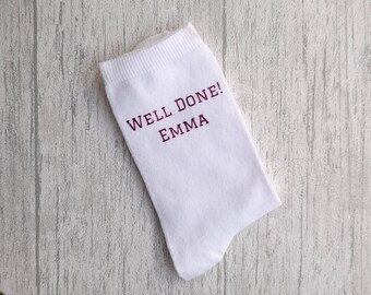 Goed gedaan sokken gepersonaliseerd - slagen voor examens - slagen voor rijexamen - cadeau voor speciale gelegenheid - aangepaste volgorde