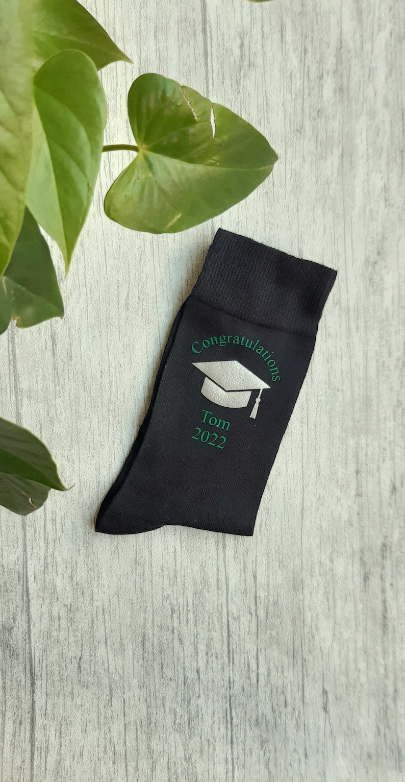 Graduation Socks Personalised Graduation Socks Choice of University Colours Custom Made Congratulations Celebration image 6