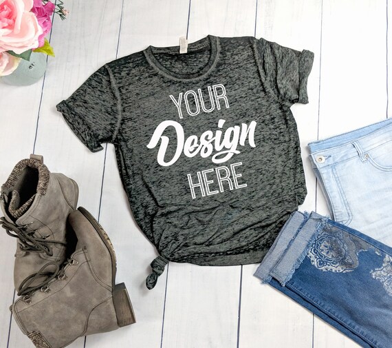 Bella Canvas 3650 Black Acid Wash Unisex T-Shirt Mockup Bella Canvas 3650 Black Acid Wash Unisex T-Shirt Mockup