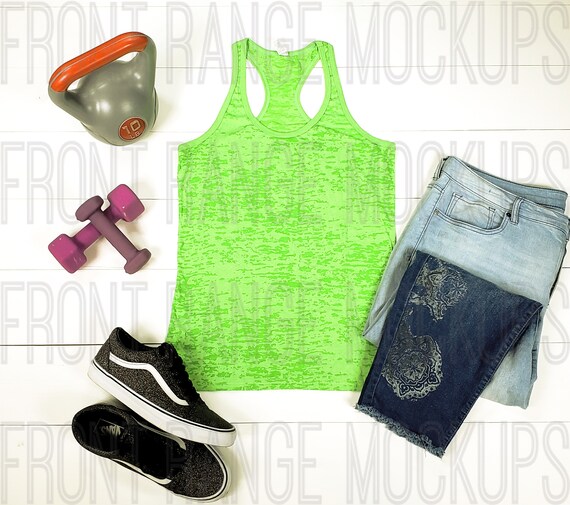Next Level 6533 Neon Green Burnout Tanktop Mockup