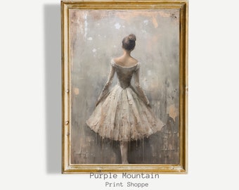 Ballerina Vintage Painting, Ballet Art Print, Dance Studio PRINTABLE Art Download, Girls Room Vintage Art, Vintage Wall Art, Muted Art, 204