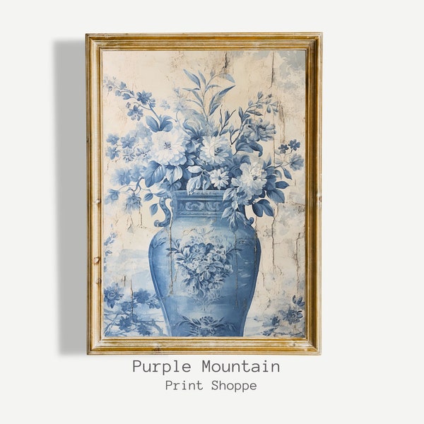 Vintage Peony Drawing, Botanical Sketch Art, Farmhouse Kitchen Decor, PRINTABLE Digital Download, Vintage Botanical Art, Blue Floral Art