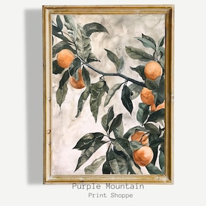 Kunstdruck Landhaus | Gemälde von Orangen Früchten | Vintage Kunst DRUCKBARE Digital Download Kunst | Cottagecore druckbare Kunst 0455