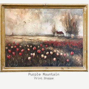 Spring Wildflowers Oil Painting Digital Download, Neutral Spring Decor Vintage Spring Print Farmhouse Decor Field Art White Wildflowers 0084