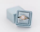 Velours Ring Box - lac - fait main Style Vintage Antique avec monogramme bague de fiançailles bague de mariage propositions style pousses Temple