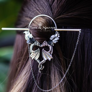 Dragon Rider Crystal Hair Pin, Dragon Hair Stick, Gothic Gift