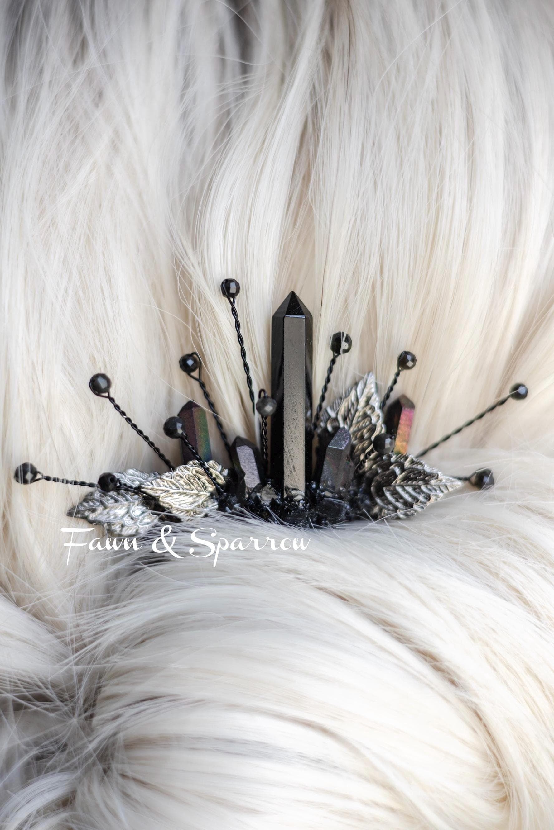 Black Crystal Comb - Etsy display picture 1