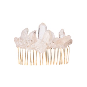 Quartz Cluster Crystal Comb, Wedding Comb, Gold Crystal Comb, Silver Crystal Comb, Bridal Comb, Braid Jewelry, Quartz Comb, Bridal Hair Comb image 4