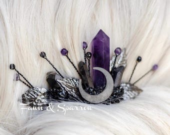 Quartz & Pyrite Crystal Hair Comb • Celestial Bridal Hair  display picture 3