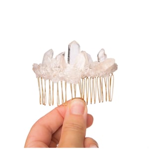 Quartz Cluster Crystal Comb, Wedding Comb, Gold Crystal Comb, Silver Crystal Comb, Bridal Comb, Braid Jewelry, Quartz Comb, Bridal Hair Comb image 2