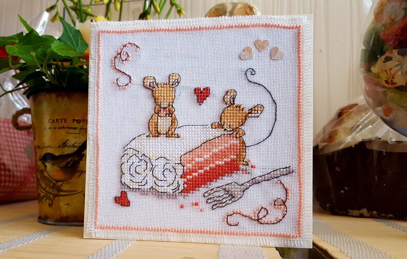 Tails of Love Mice with Cake card image 2