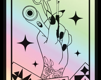 The Quilt Maker Tarot Card Holographic Sticker