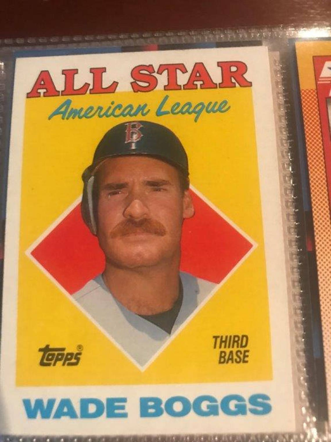 1988 Topps Rare Error Card 388 Wade Boggs Teardrop on Right Etsy
