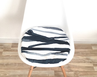 Blue Seat cushion-Eames chair-abstract pattern-upholstered chair pad-modern design-seat cushion with zipper-padded