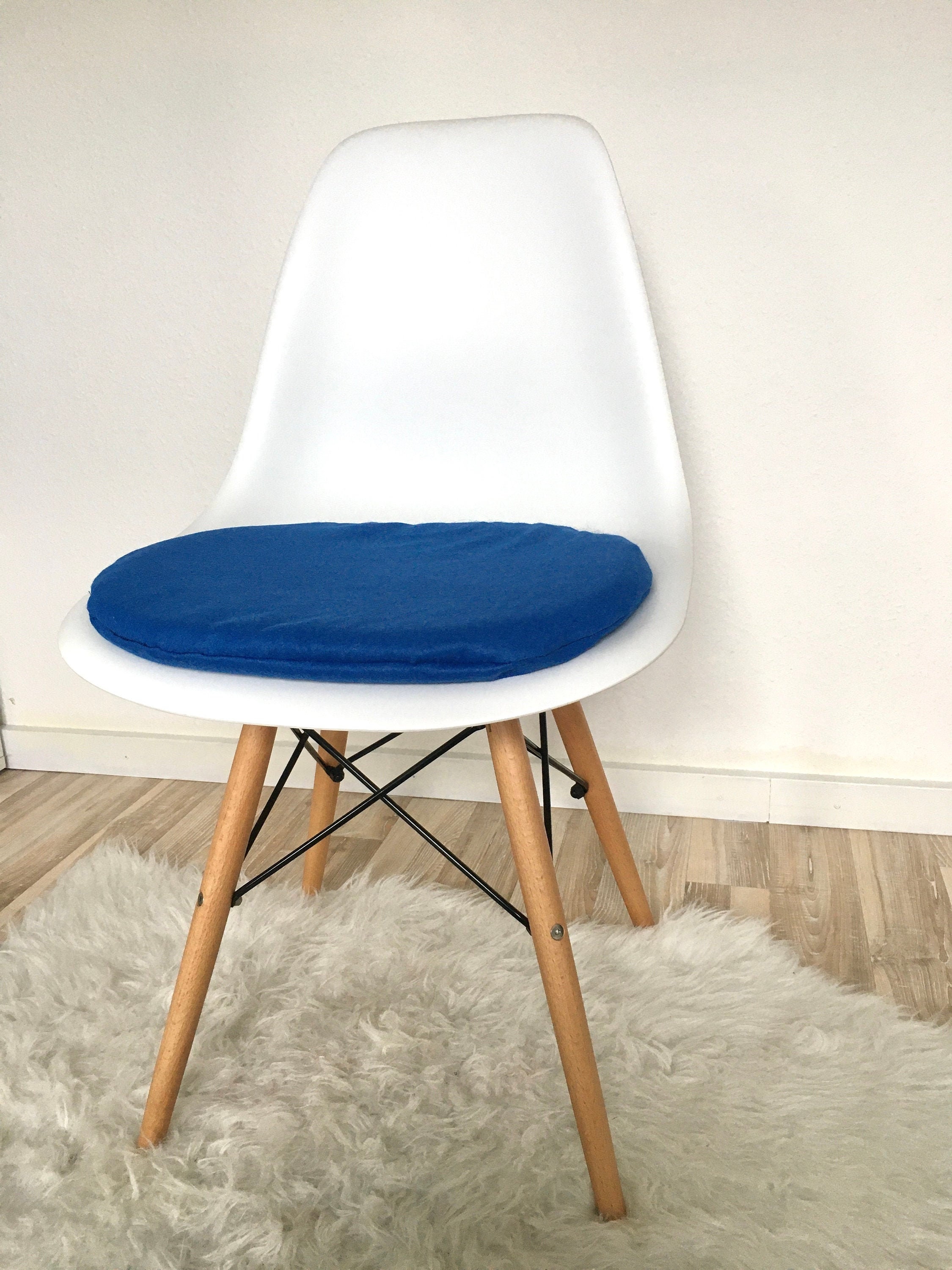 Padded Seat Cushion Blue Round 3 Cm High Eames Chair Padded Seat Cushion Blue Round 3 Cm, Pillow For Eames Chair