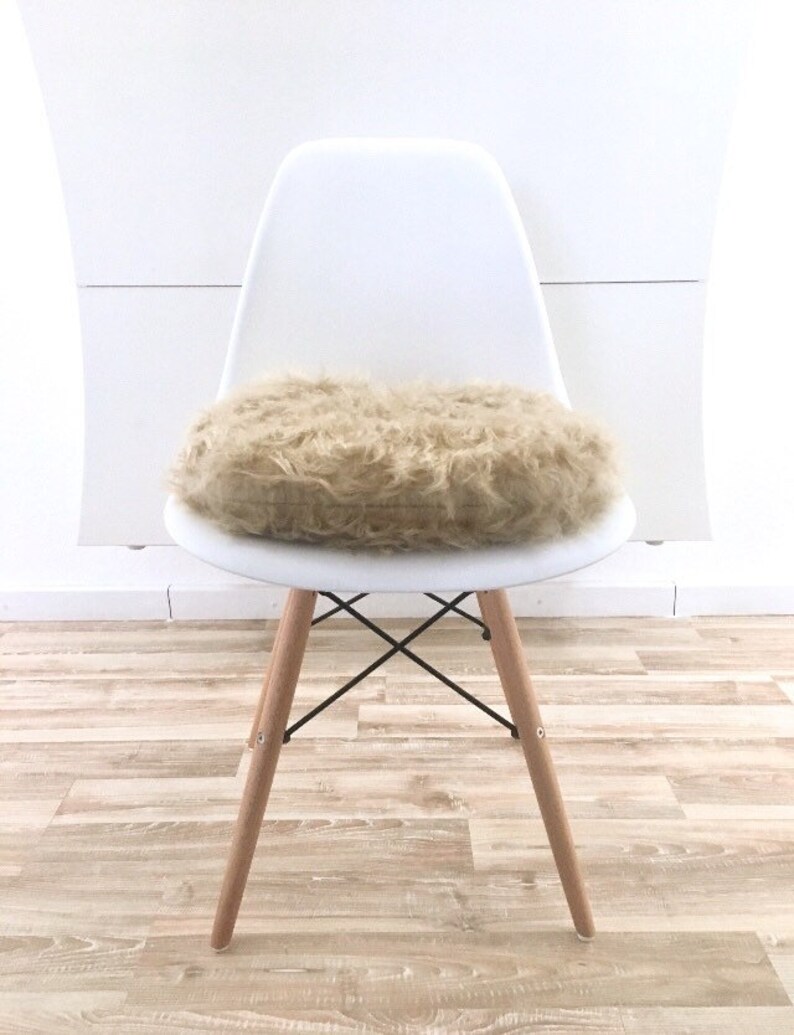 Cream Chair Pillow Eames Faux Fur Pad Seat Cushion Upholstery Inauguration Gift Dining Room