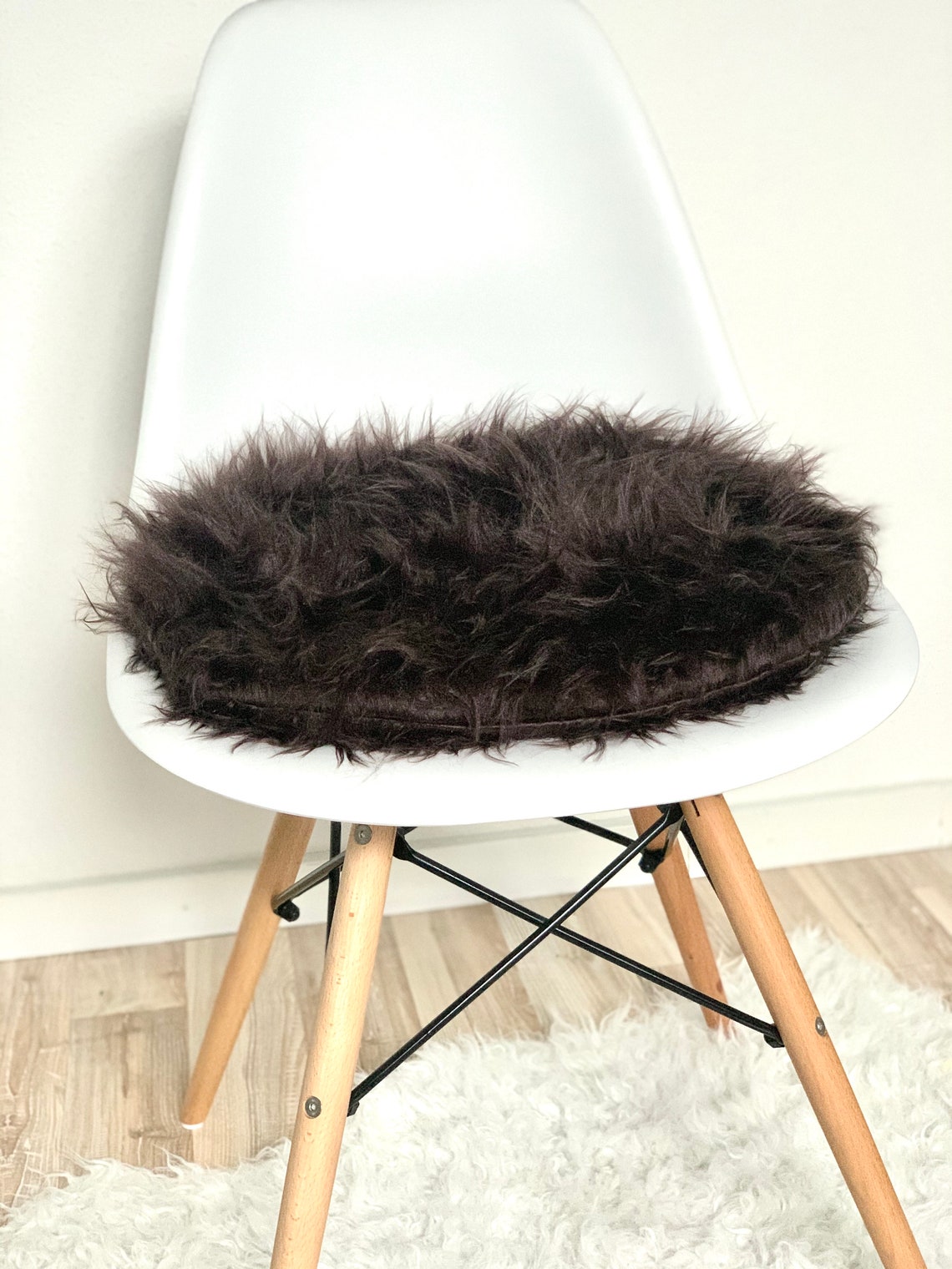 Brown seat cushion round faux fur seat cushion brown fur Etsy