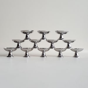 Set of 12 Guy Degrenne French Vintage Stainless Steel Ice Cream Coupes, Dessert Cups, French Paris Bistro Dessert Bowls