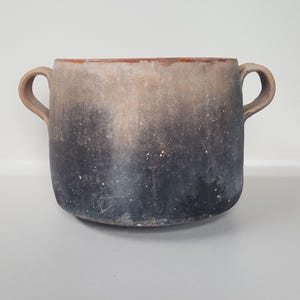 Vallauris Old Large Black French Terracotta Cooking Pot, French Country Kitchen Decor