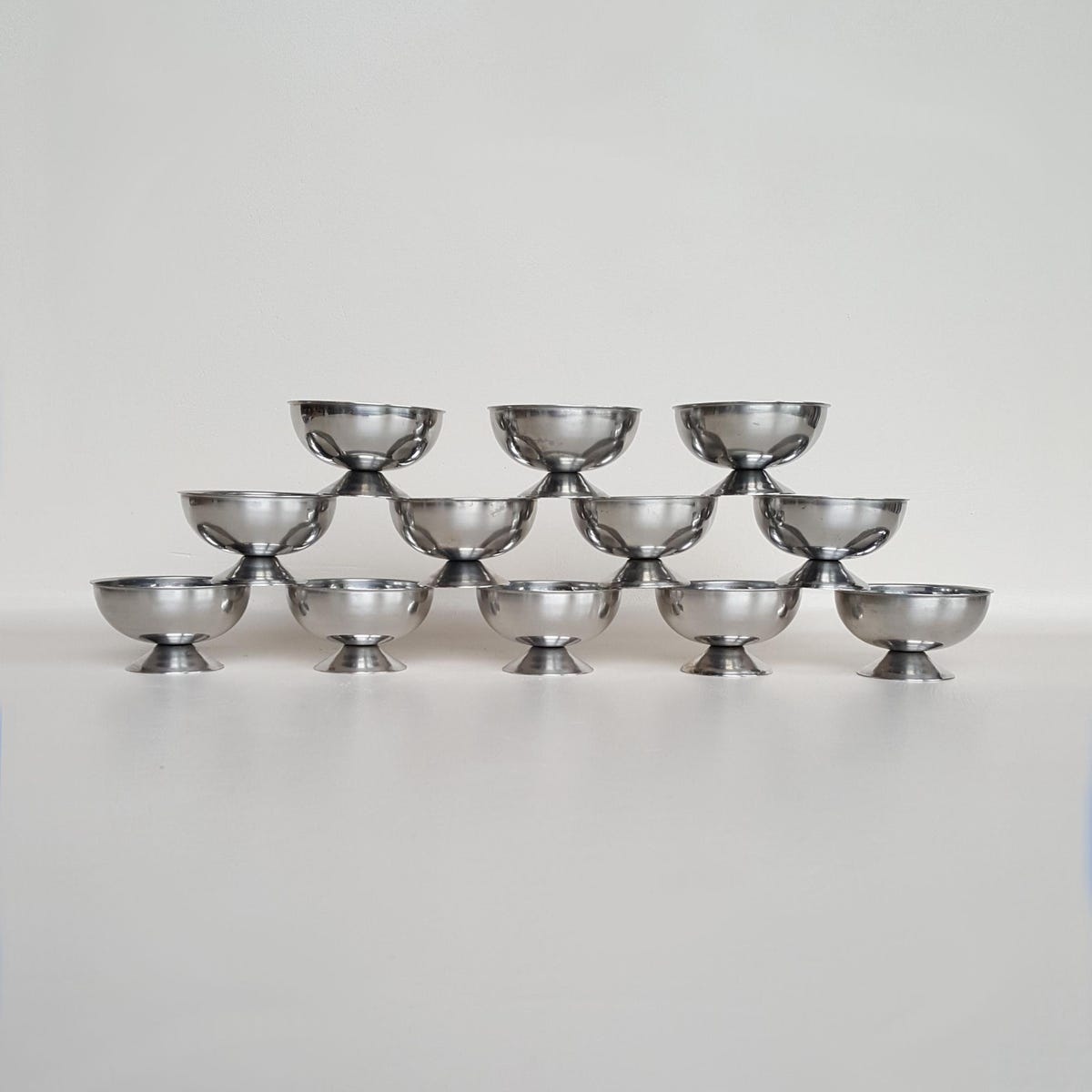 Etsy - Set of 12 French Vintage Stainless Steel Ice Cream Coupes, Dessert Cups, French Paris Bistro Dessert Bowls - Etsy