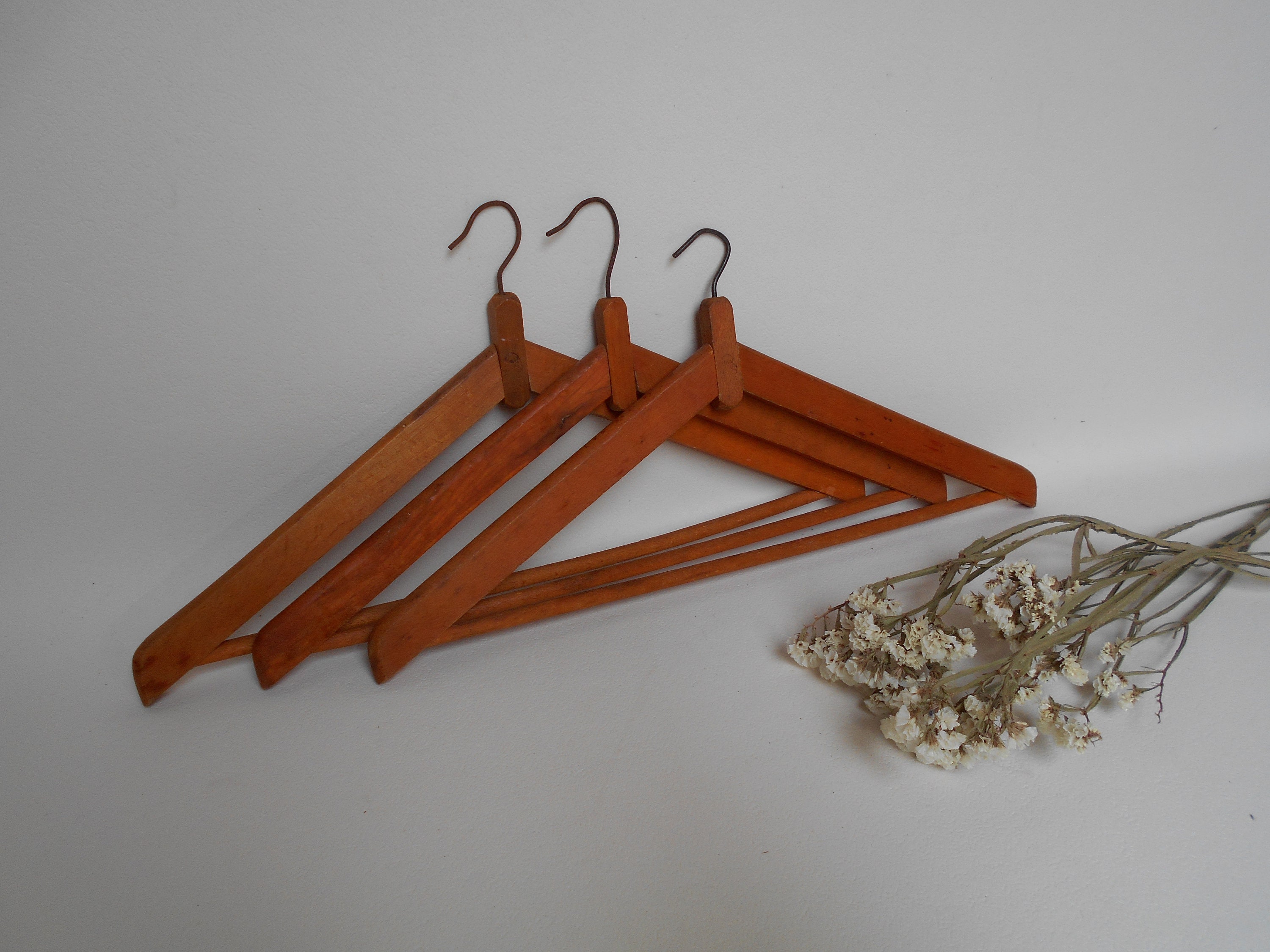 3 French Vintage Folding Hangers Vintage Wooden Coat Hangers Etsy