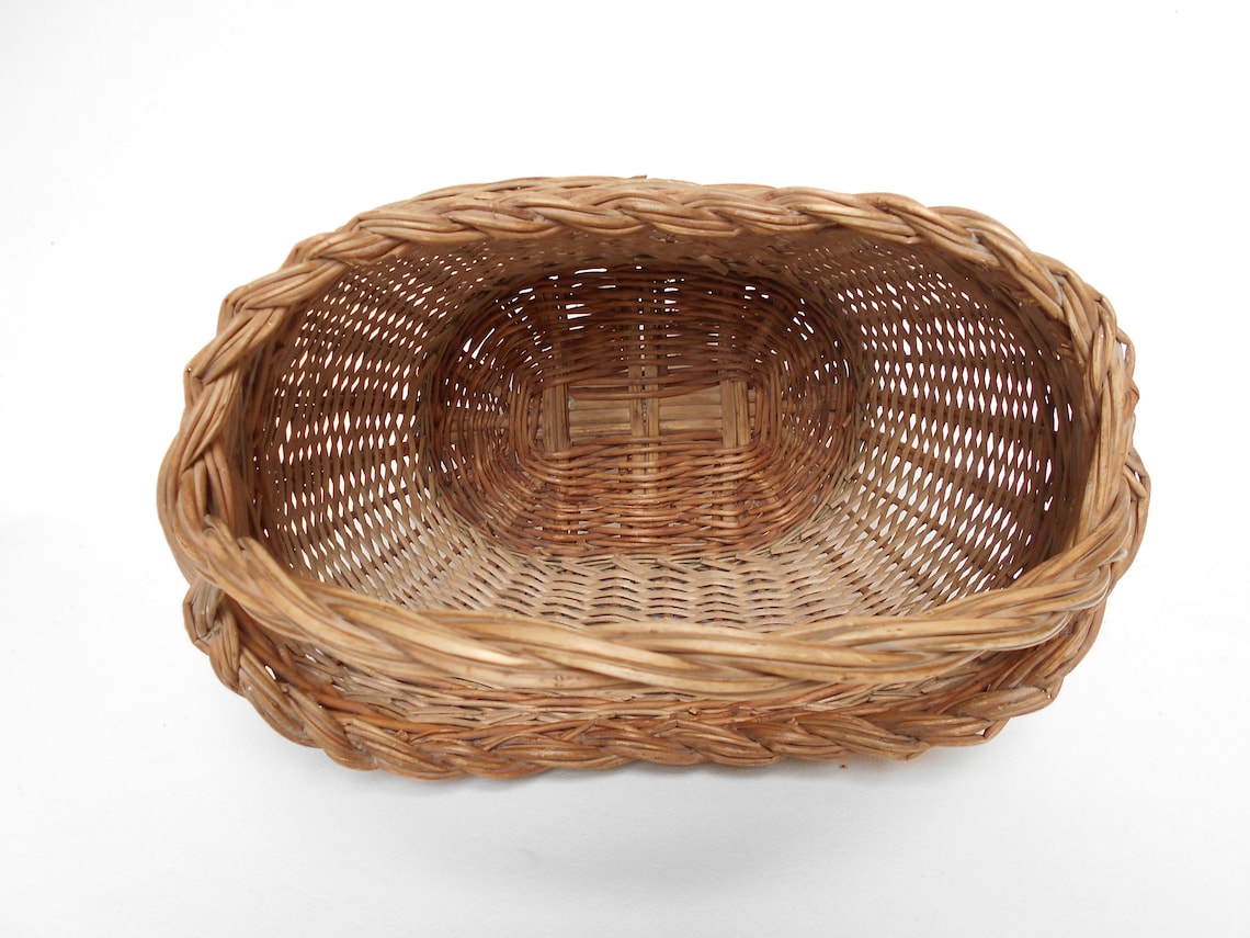 French Vintage Wicker Shopping Basket / Wicker Market Basket / Etsy