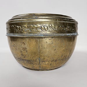 French Antique Brass Cache Pot, Jardiniere