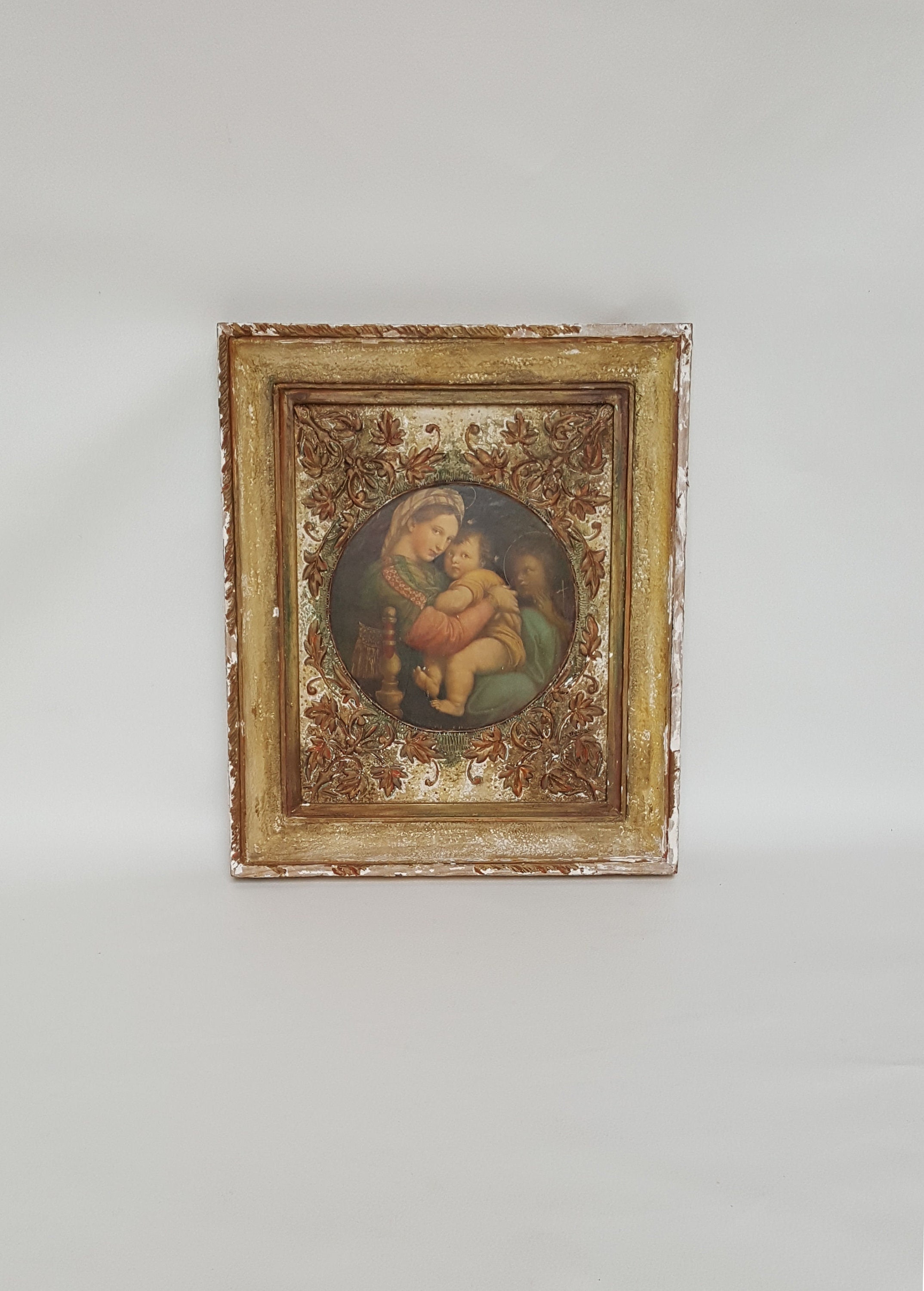 Icône Florentine Vintage, Vierge Marie et Enfant Jésus, à L'enfant, Art Mural Catholique