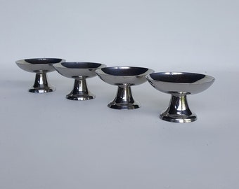 Set of 4 French Vintage Stainless Steel Ice Cream Coupes / Dessert Cups / French Paris Bistro Dessert Bowls