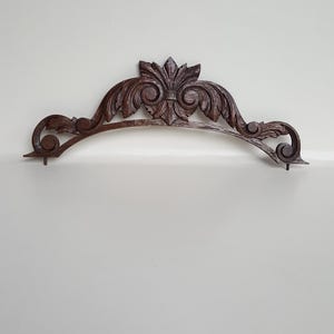 French Antique Carved Wood Architectural Armoire Pediment, Carved Vintage Armoire, Reclaimed Salvage