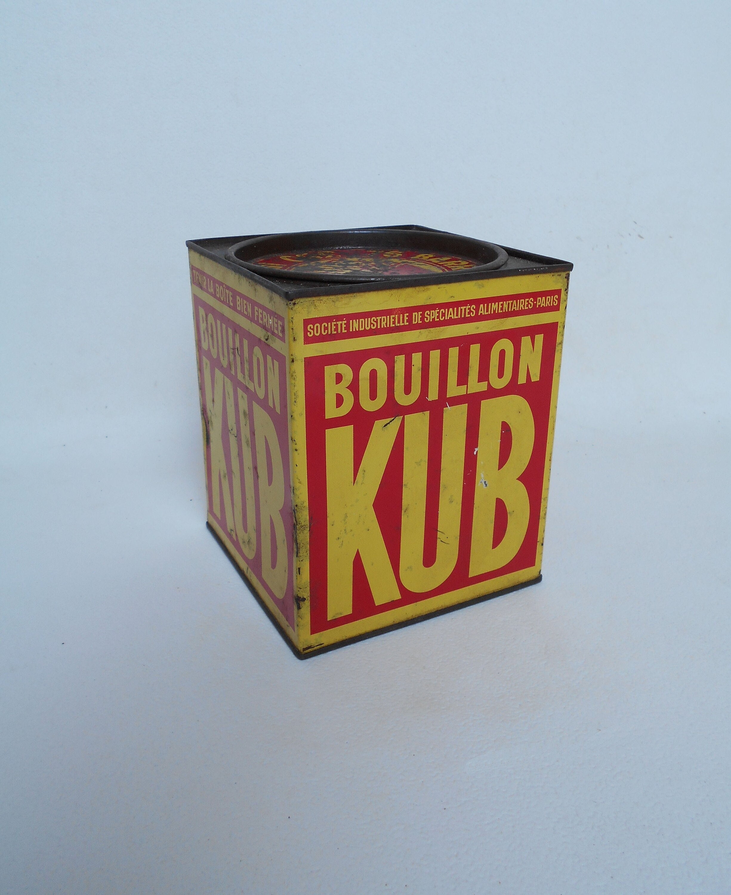 Grande Français Vintage Bouillon Kub Advertising Tin