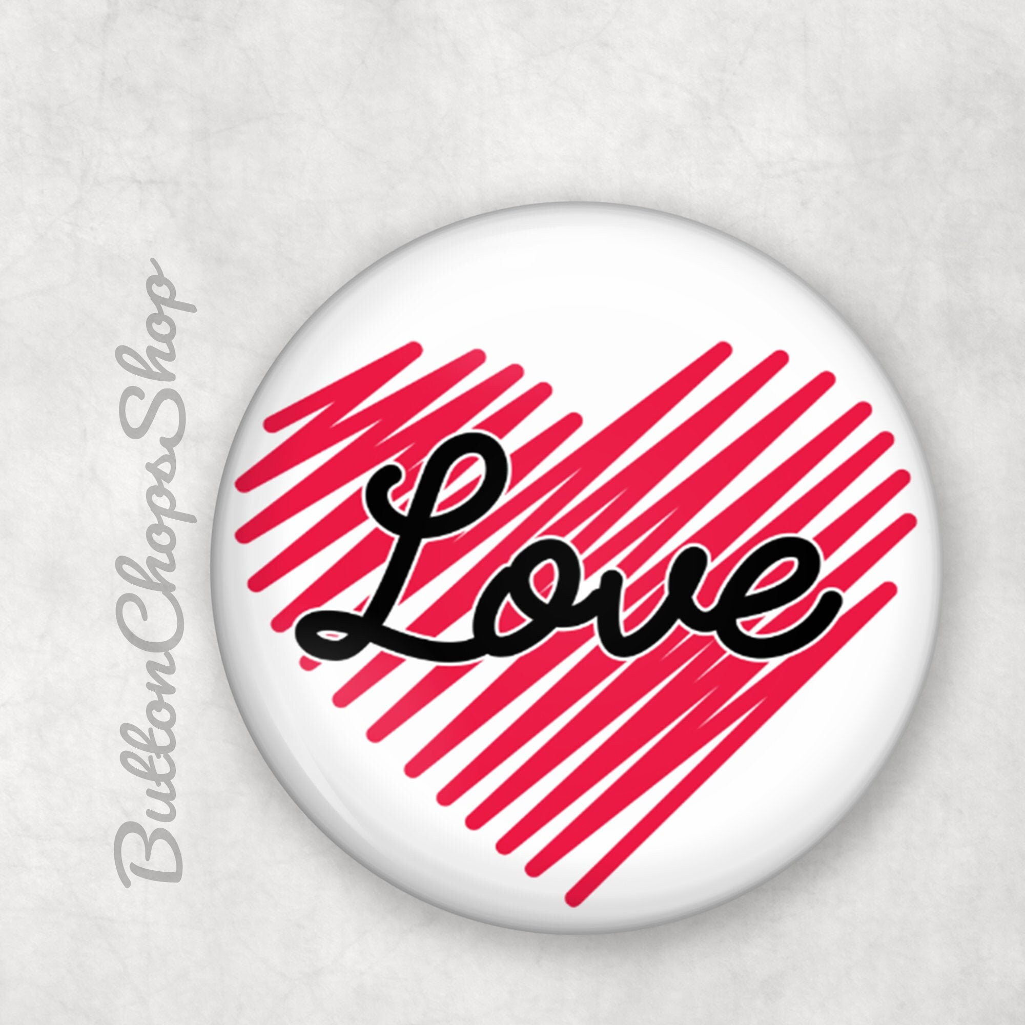 Love pin Red Love heart 1 pinback button 1.5 Etsy