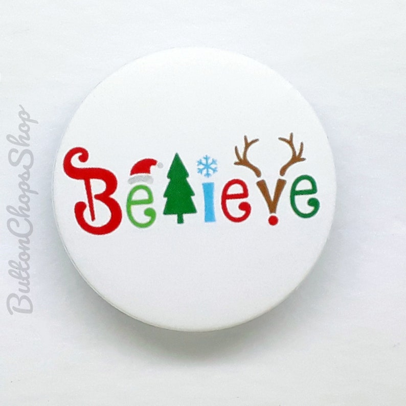 PERSONALISED FATHER CHRISTMAS STOCKING FILLER GIFT BADGES//FRIDGE MAGNET//MIRROR