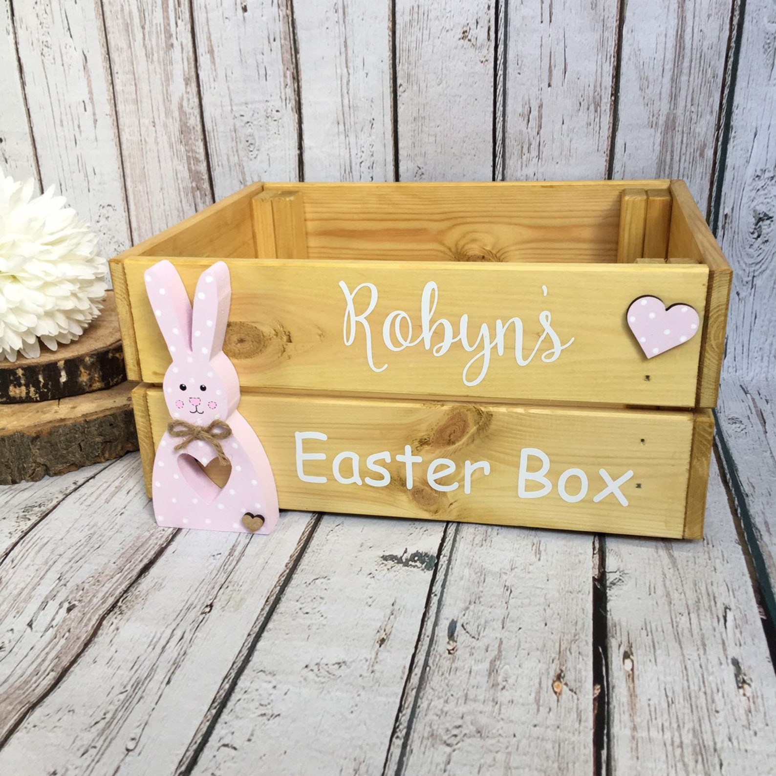 Easter crate Easter box Easter bunny crate personalised Etsy