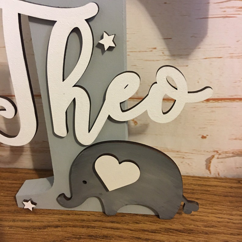 Elephant Letter Freestanding Nursery Letter Personalised Etsy UK